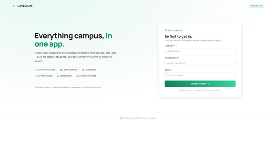 CampusLink interface preview