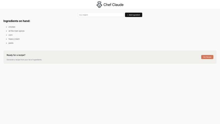 Chef Claude interface preview